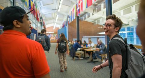 students chatting in the mub